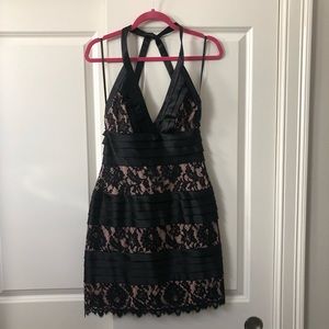 Satin and lace halter dress